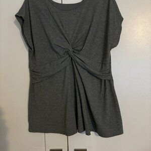 Gray Bunched/Knotted Isabel Maternity Empire Blouse